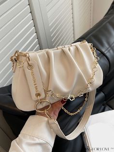 BagForLove - Ruched Chain Embellished Handbag Sling Bags Women, Classy Purses, Trendy Purses, My Style Bags, Chain Decor, Stylish Purse, Girly Bags, Cute Handbags, Trendy Handbags