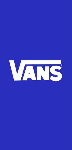 the vans logo on a blue background with white letters that read,'vans '