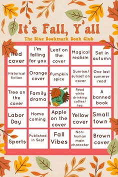 the fall book yall game is shown with leaves and leaves around it, including an orange