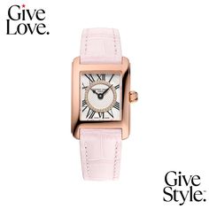 in stock Elegant White Gold Leather Watches, Elegant Pink Rectangular Watches, Elegant Pink Rectangular Watch, Classic Pink Watches With Rectangular Dial, Classic Pink Watch With Rectangular Dial, Elegant White Gold Watch With Leather Strap, Elegant Pink Diamond Watch As Gift, Elegant Pink Diamond Watch For Gift, Luxury Pink Watches With Rectangular Dial