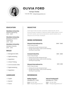 ATS Resume Template Word, Google Docs, ATS Cv Resume Template, Minimalist Resume, Simple Resume, Basic Resume, Resume with HeadShot