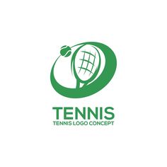 the tennis logo is green and has a white background with black letters that read tennis