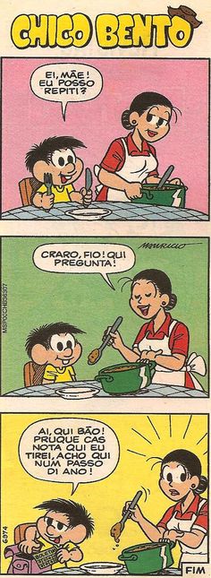 a comic strip with an image of two children cooking