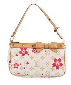 LOUIS VUITTON (rare find) Vintage Monogram Cherry Blossom Limited Edition Top Handle Bag From the 2003 Collection Vintage Beige Printed Cherry Blossom Print Handle Drop: 5.75" Height: 5.5" Width: 9.25" Depth: 1.5" Brass Hardware Leather Trim Flat Handle Studded & Bow Accents Alcantara Lining Zip Closure at Top ***This bag is preowned and has some minor wear on the front &back of the purse & edges. Inside has some markings but can be cleaned. Pls see last 4 pictures. However in great condition. Zips well. I do not have the original boxing it came in, but will be shipped with care**** Lv Cherry Blossom, Louis Vuitton Bag Vintage, Louis Vuitton Cherry Blossom, Cherry Blossom Print, Blossom Print, Takashi Murakami, Vintage Monogram, Fashion Icons, Handle Bag