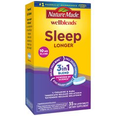 PRICES MAY VARY. SLEEP BLEND WITH RESULTS YOU CAN FEEL(3): Nature Made Wellblends Sleep Longer Tablets provide 3 benefits in 1 blend with ingredients to improve your sleep quality (1) POWERED BY SCIENCE(1): Maximum Strength Melatonin 10mg (2), L theanine 100 mg and GABA 100 mg for restful sleep support BLEND OF L THEANINE AND GABA: Unwind by relaxing your mind with L-theanine and help support a calm and relaxed mental state with GABA TIME RELEASE TECHNOLOGY: Immediate-release Melatonin helps you Help Falling Asleep, Vitamin Brands, Sleep Supplements, L Theanine, Sleep Support, Mental State, Habit Forming, Sleep Aid, Fall Asleep Faster