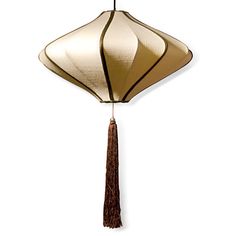 a lamp hanging from the ceiling with a long tassel