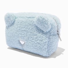 Claire's Blue Bear Sherpa Makeup Bag Cute Blue Bag With Zipper Closure, Trendy Blue Cosmetic Bag For School, Cute Blue Rectangular Pouch, Cute Blue Cosmetic Bag For School, Blue School Pouch With Zipper Closure, Blue Zipper Closure Pouch For School, Trendy Blue Pouch Pencil Case, Trendy Blue Pouch With Zipper Closure, Cute Blue Pouch Bag