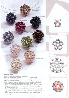 the instructions for beaded ball beads are shown in this page, which shows how to make