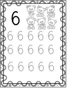 the number 6 worksheet with teddy bears