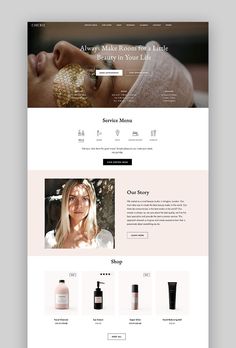 an image of a website design for skin care