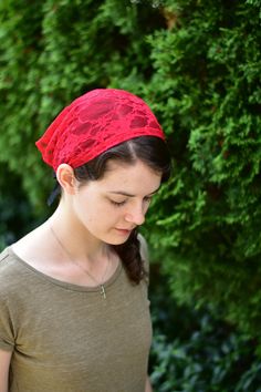 A beautiful red headwrap! This is a stretch lace, with a pretty floral pattern. Choose to have a clip sewn in, or for a cheaper option, choose a loose clip, and sew it in yourself. - 8" wide - lightweight stretch lace - Secures with cotton twill ties, or satin ribbon ties - 90% Nylon, 10% Spandex - Hand wash or delicate machine wash and hang or lay flat to dry. SHIPPING: I ordinarily ship orders out every Wednesday. Orders to the USA take approximately 5 business days to arrive after shipping. O Adjustable Red Bandana, Red Summer Headwrap One Size, Red Bohemian Headscarf Headband, Red Bohemian Headband Headscarf, Casual Adjustable Red Headscarf, Red Festival Headwrap, Red Bohemian Bandana For Spring, Bohemian Red Bandana For Spring, Red One-size Headscarf In Headband Shape