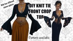 an advertisement for the front crop top and skirt pattern available in two different styles,