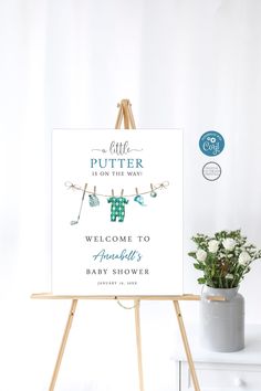 a welcome sign for a baby shower