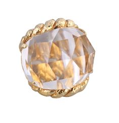 18k gold Iceberg ring by David Webb, with faceted crystal. Retail $22000. DESIGNER: David Webb MATERIAL: 18k Gold GEMSTONES: Crystal DIMENSIONS: Ring size 4.5, top is 28mm x 25mm, sits approx. 23mm from the top of the finger. MARKED/TESTED: Webb 18k. WEIGHT: 35.4 grams CONDITION: Previously Owned/Excellent Condition Luxury Faceted Crystal Ring For Formal Occasions, Faceted Crystal Ring For Formal Occasions, Faceted Diamond Ring In Gold, Gold Faceted Crystal Ring For Formal Occasions, Gold Diamond Ring With Faceted Cut, Formal Gold Crystal Ring With Rose Cut Diamonds, Elizabeth Locke, David Webb, Georg Jensen