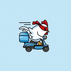 a chicken riding on the back of a scooter