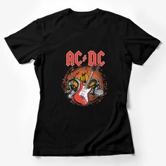 AC/DC Band T-Shirt Vintage Rock Music Tee, Classic Rock Guitar Red and Black Design Shirt Female T-Shirt Custom graphic T-Shirt.Customize your color Ac Dc Band, Acdc Shirt, Vintage Band T Shirts, Red And Black Shirt, Rock Style Clothing, Rock Band Tees, Black And White Tees, Rock Guitar, Retro Graphic Tees