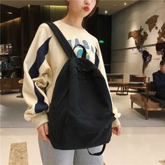 Features:【Premium Material】This backpack is made of canvas, strong and durable, breathable and light.【Large Capacityã€?1.8*5.1*15.7 inch. Large capacity with several organizer pockets can hold a lot of belongings for travel & school, and meet your various needs.【Adjustable Shoulder Strap Buckle】Thicker epoxy material shoulder strap buckle, strong and wearable, free to adjust the length of the shoulder strap【Breathable Back & Decompression Back Design】Comfortable and soft to touch, breathable and Trendy Cotton Backpack With Large Capacity, Trendy Canvas Backpack With Large Capacity, Solid Canvas School Backpack, Casual Black Canvas Standard Backpack, Casual Black Canvas Backpack, Solid Color Canvas School Backpack, Black Large Capacity Canvas Bag For Students, Casual Large Capacity Canvas Bag For Students, Large Capacity Black Canvas Bag For Students