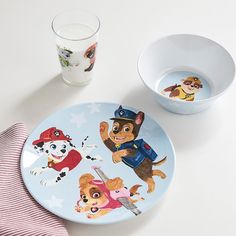 This tabletop gift set makes the perfect present for your favorite PAW Patrol(TM) fan. Crafted from durable, kid-friendly materials, it's a must-have for mealtime. DETAILS THAT MATTER Plates and bowls are crafted of melamine. Tumblers are made of Tritan, a shatter-resistant plastic specially designed to resist stains and scratches. KEY PRODUCT POINTS Decal artwork is exclusive to Pottery Barn Kids. Plate and bowl are BPA-free and tested to strict FDA standards. Top-rack dishwasher safe. Imported Kitchen Extras, Plate And Bowl Set, Kids Plate, Toddler Utensils, Insulated Lunch Box, Consumer Products, Dishwasher Racks, Girl Mom, Bento Box