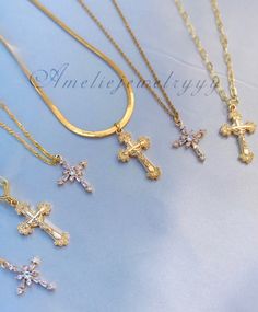 "❤︎ Gold FILLED Cross Necklace, Gold Rosary Cross, Dainty Crystal Cross, Religious Necklace, Unisex Cross, Birthday Gift❤︎ - For purchasing the CROSS EARRINGS please use this link: https://www.etsy.com/listing/982945789/gold-cross-hoop-earrings-crystal-cross?ref=shop_home_active_1&pro=1&frs=1 ----------------------------------------------------------------------------------------------------------------------------- ...A B O U T...T H I S...I T E M... ~~Lead-free and Nickel-free. ~~ 100% Dainty Crucifix Clavicle Chain Necklaces, Dainty Crucifix Clavicle Chain Necklace, Gold Adjustable Minimalist Cross Necklace, Gold Cross Charm Necklace Gold-plated, Gold Crucifix Cross Necklace With Clavicle Chain, Gold Crucifix Necklace With Clavicle Chain, Gold Crucifix Charm Necklace In Minimalist Style, Gold Pendant Cross Necklace With Clavicle Chain, Gold Minimalist Crucifix Charm Necklace