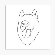 a black and white line drawing of a dog's face with its tongue out