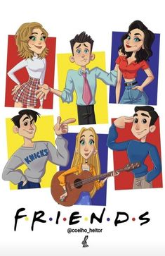 the cover of friends, featuring four cartoon characters with different facial expressions and their names