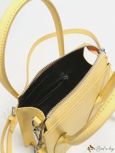 BirdinBag - Compact Stylish Handbag: Adjustable Shoulder Strap Included Word Wrap, Bag Bag, Square Bag, Yellow Color, 20 Cm, Pu Leather, Satchel, Shoulder Strap, Bag Lady