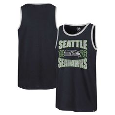 Stay cooler on sunny Seattle Seahawks game days in this Upload Franklin tank top. Made by '47, its contrasting trim highlights the team graphics printed in a vintage design for a throwback look. Breathable fabric keeps you comfortable in this Seattle Seahawks tank. Seahawks Game Day, Top Colleges, Contrasting Trim, 47 Brand, Seattle Seahawks, Vintage Design, Vintage Designs, Breathable Fabric, Seattle