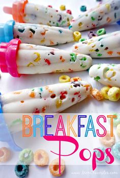 breakfast pops with cereal toppings on them and the title overlay reads, breakfast pops