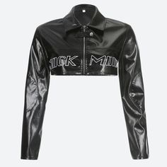 This cropped biker jacket in sleek faux leather features a front zip closure and a slim fit. Its bold, edgy design makes it the perfect addition to elevate any street-style or casual look. Cropped design Embroidery detail at front Text detail: rock more Zip fastening Snap button closure at neck Folded collar Long sleeve Faux leather Cropped Biker Jacket, Fall Sweaters For Women, Denim Hoodie, Edgy Design, Jogger Pants Casual, Cardigan Sweater Vest, Patchwork Jacket, Design Embroidery, Zip Up Hoodies