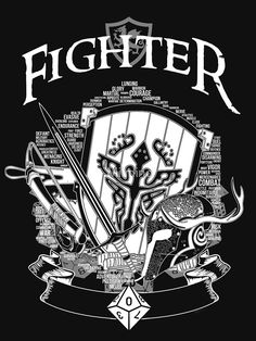 a black and white poster with the words fighter on it