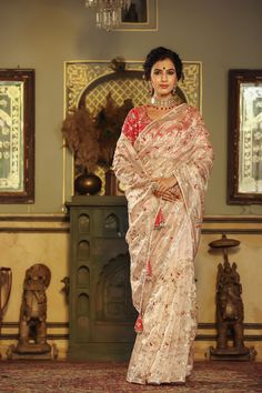 Buy cream gota embroidery tissue silk saree online in USA with pink saree blouse. Make a fashion statement at weddings with stunning designer sarees, embroidered sarees with blouse, wedding sarees, handloom sarees from Pure Elegance Indian fashion store in USA.-full view Meenakari Raw Silk Pre-draped Saree For Wedding, Pink Bollywood Pre-draped Saree With Meenakari, Meenakari Saree For Reception And Navratri, Reception Traditional Wear With Zari Weaving In Tissue Silk, Tissue Silk Lehenga With Zari Weaving For Reception, Reception Dola Silk Dupatta With Meenakari Detail, Pink Art Silk Saree For Reception, Pink Raw Silk Saree For Reception, Pink Meenakari Dupatta For Reception