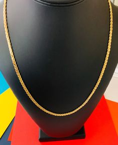 This classic yet minimal 4mm wide shiny warm gold plated decorative chain necklace is 24 inches long. The chain is gold plated and shiny with a sturdy clasp. The necklace is a beautiful classic chain. I specialize in finding vintage costume jewelry. Please browse my shop for more options. I box jewelry sales in new gift boxes. Gold Neck Chain, Wire Cuff, Neck Chain, Gold Ribbons, Box Jewelry, Copper Bracelet, Photo Bracelet, Vintage Costume Jewelry, Vintage Costumes