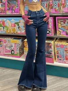 Classic High Waist Flare Jeans - AnotherChill High Waist Flare Jeans, Jeans Online Store, Upcycle Clothing, Modern Street Style, 2000s Outfits, Leg Design, Jeans Online, Exclusive Fashion, Winter 2024