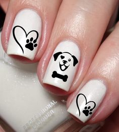 PRICES MAY VARY. Dog Paw Heart Nail Art Sticker Wrap (24 Decals per sheet) The Package Includes:  1. Dog Paw Heart Nail Art Sticker Wrap (24 Decals per sheet) 2. Instruction  These lovely decals can be applied over any colour and any type of nails such as regular polish, soak off gel, hard gel and acrylic.  To check the size of each decal, please see the last image of the item.  Easy to apply:  1. Trim, clean and paint your nails in the colour of your choice.  2. Cut the patterns in your desired Dog Nails Acrylic, Chihuahua Nail Art, Teen Nail Art, Pink Black Nails, Paw Heart