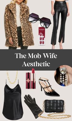 Get inspired by this Mob Wife Aesthetic Outfit Idea for Winter with a faux fur leopard print jacket and black faux leather leggings. Femme Fatale Outfit Street Style, Mob Boss Wife Aesthetic, Mafia Wife Aesthetic Outfits, Mafia Wife Outfit, Mafia Wife Aesthetic, Wife Aesthetic Outfit, Mob Outfit, Aesthetic Outfit Ideas Winter, Faux Fur Leopard Coat