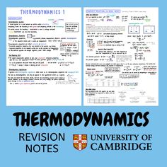 thermodynamics revison notes on cambridge university cambridge i / ii