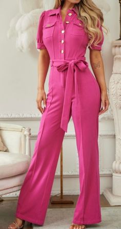 Self: 80% Rayon 14% Polyester 6% Spandex Has stretch Adiustable tie 34" Inseam Jean Jumpsuit, Denim Jeans Fashion, Pink Jumpsuit, Dress Gift, Jeans Jumpsuit, One Piece Swimwear, Denim Jean, Denim Fashion, Jumpsuit Romper