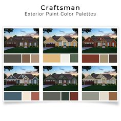 the exterior paint color palettes for this house are shown in different styles and colors