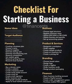 a checklist for starting a business