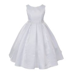 A distinctive gown from Kids Dream will make a perfect pick for special occasions, flower girls. White fully lined satin dress with classic box pleated skirt and tulle underskirt. The dress comes with hand made pearl trim on waist and satin sash that ties in back. Made in USA. Box Pleated Skirt, Tulle Underskirt, Box Pleat Skirt, Satin Sash, Flower Girl Dress, Girl Dress, White Pearl, Satin Dresses, Special Occasion Dresses