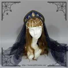 Chain Hair Accessories, Chain Headdress, Blue Veil, Crown Aesthetic, Hair Crown, Crown Hairstyles