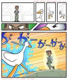 a comic strip with an image of a duck and a man