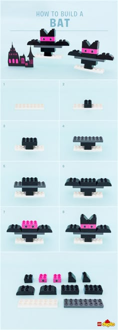 the instructions for how to build a lego bat with pictures and instructions on how to use it