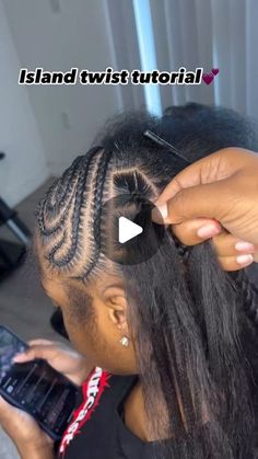 VoiceOfHair ®️ on Instagram: "The perfect summer hairstyle 😍 ⁣ Love this island twist tutorial by @stylezby_lexx🔥 She starts out with a knotless braid and then creates the twist👌🏾 The result is so pretty❤️ It’s definitely giving summer time vibes 🏖️ ⁣ Would you rock this? ✨ #voiceofhair⁣ ⁣ #miamibraids #miamibraider #fulanibraids #islandtwist #lemonadebraids #vacationhair #protectivestyles #stitchbraids #braidideas #buttlengthbraids #knotlessbraids #braidstyles #vacationhair" Feed In Braids Cornrows 2 Layers, Cute Hairstyles With No Braids, Self Braiding Hairstyles, Stitch Braid Ponytail With Heart, Braids With Twist At The End, Side Part Twist Braids, Braid Twist Hairstyles For Black Women, Easy Vacation Braids For Black Women, Women Braided Hairstyles Black