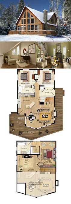 the floor plan for a log cabin home