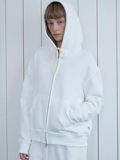 Color: whiteCountry of Origin : Republic of Korea White Everyday Hoodie For Fall, Spring Cotton Hooded Jacket For Everyday, White Zipper Sweatshirt For Fall, White Hoodie For Everyday Spring Wear, White Zippered Sweatshirt For Fall, White Zipper Closure Sweatshirt For Fall, White Zipper Sweatshirt For Winter, Everyday Spring Cotton Hooded Jacket, White Cotton Hoodie Outerwear