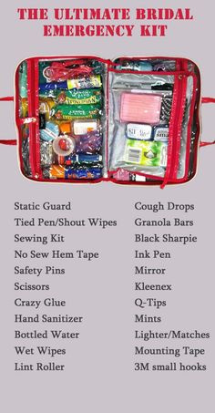 the ultimate travel bag for emergency and medical care in an open red case with instructions on how to pack it