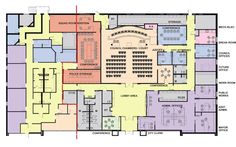 the floor plan for an office building with multiple floors and several different areas in it