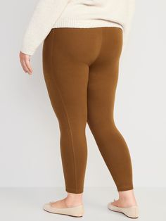 Brown High-waisted Leggings For Fall, Versatile 4-way Stretch Fall Leggings, Fall Comfort Stretch Pull-on Leggings, Beown Leggings, Plus Size Brown Leggings, Side Pocket, Petite Size, Women's Leggings, Old Navy