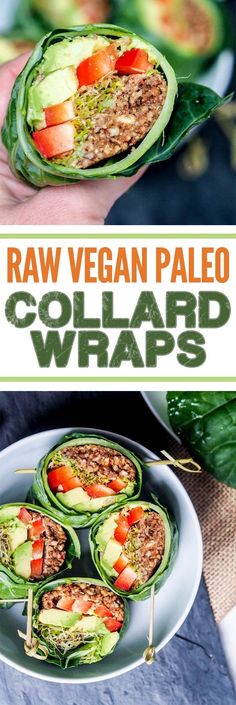 raw vegan paleo wraps on a plate with the title overlaying it